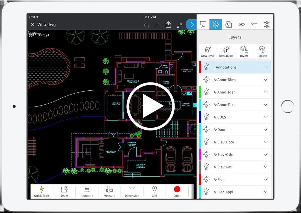 Working with layers The AutoCAD mobile app lets you work with layers in your DWG files, just as you do in AutoCAD on your desktop.