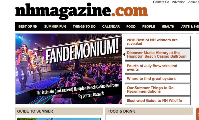 The New Hampshire Magazine website has each month s feature story scrolling on the homepage.