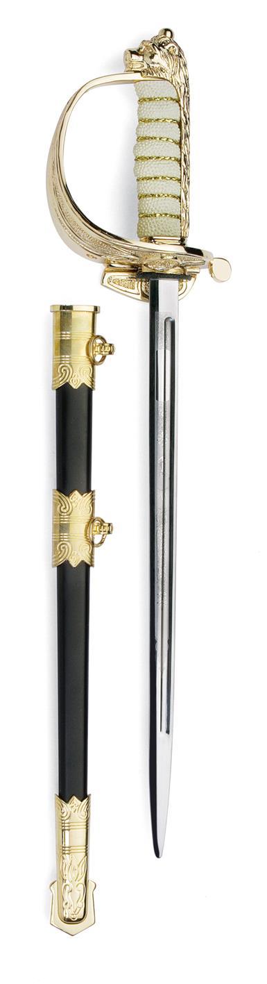 - British Royal Navy Officer sword letter opener: A detailed, high quality miniature replica of the