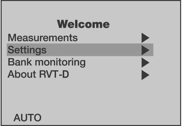 In this case, the RVT-D will start in AUTO mode and changes previously made in SET Mode that have not been validated are not saved. 6.1.