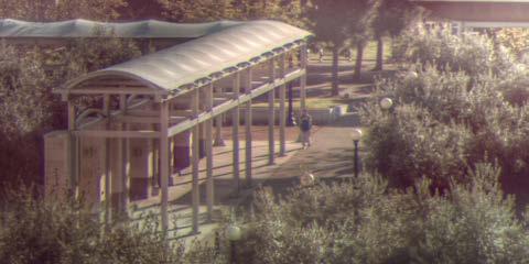 The roof of the covered walkway, however, was outside the range of the cameras that viewed it.