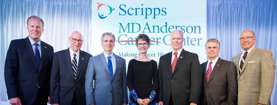 At the news conference in August, speakers included (from left): City of San Diego Mayor Kevin Faulconer; Scripps Cancer Care Medical Director William Stanton, MD; Ronald A.