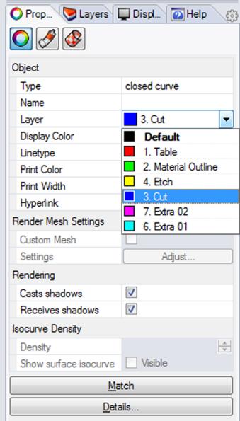 2 To adjust the Curve s layer select the Curve and adjust the layer under the properties tab. Make sure to put each Curve on the proper layer.
