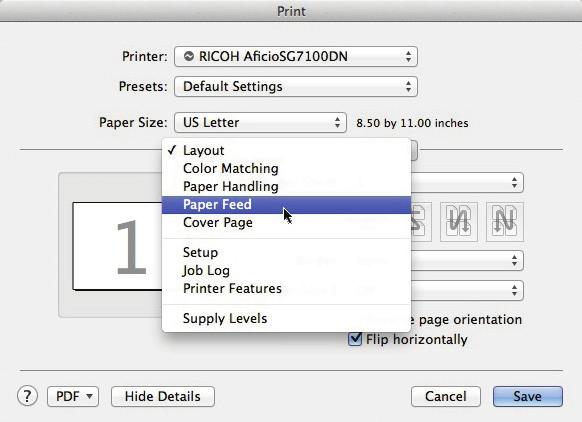 You are able to do this within the Ricoh printer driver or you may choose to manually mirror each image within
