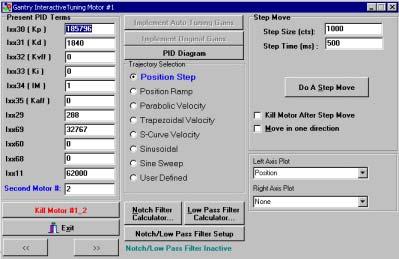 For both Interactive and Auto Tuning, the dialog boxes are identical to the Regular PID Algorithm described above except that a selected Second Motor has to be specified.