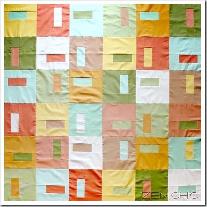 blocks together by an 1/4 seam allowance to get row 1. Repeat this until all blocks are pieced. You will have 6 rows with 6 blocks in each row.