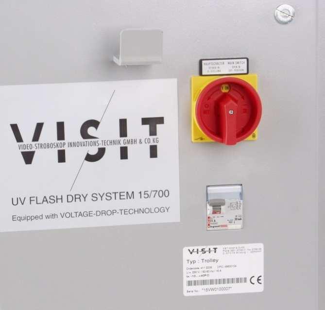 User manual UV Flash Dry 15/700 Fuse holder and cut-out switch In case the cut-out switch is triggered, it needs