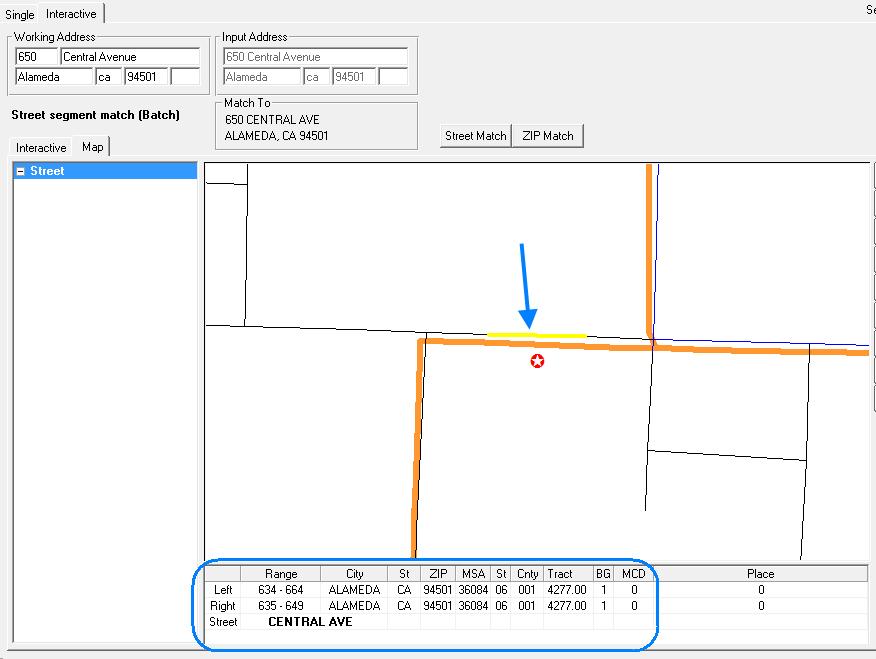 Street Match When an address is geocoded to a street segment, latitude and longitude information is interpolated for an address based on its position on