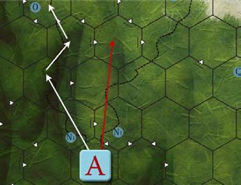 Move the spearhead unit towards the nearest enemy unit in MP (if there are several enemy units at the same distance, choose any one of them) until it gets adjacent to it or until it exhausts its MP.