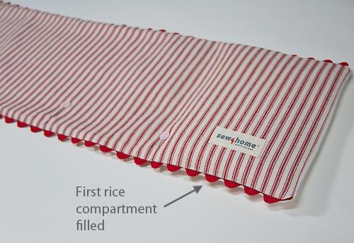 Stop from time to time, with the needle in the down position, and shift the rice towards its