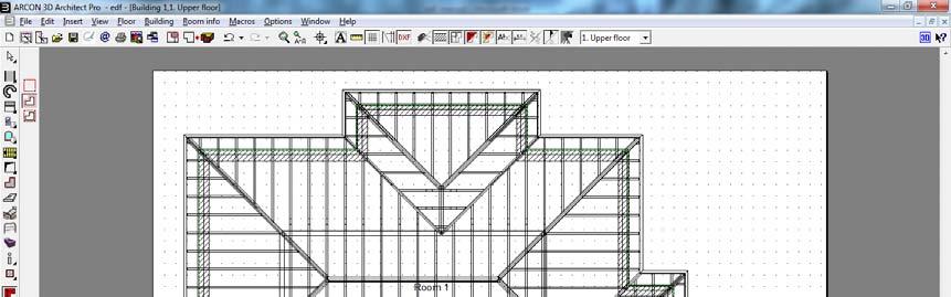 12. We now have a roof on our building, and in the standard 2D floor plan view, you should now be able to see the structure of the placed roof: Method 2: Placing a Simple Roof If the roof that you