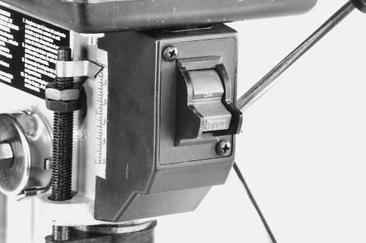 STRTING ND STOPPING DRILL PRESS The switch () Fig. 18, is located on the front of the drill press head.