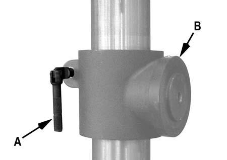 Figure 4 Column Lock Handle Referring to Figure 5: Thread the column lock handle (A) into the table bracket (B). Table Installation The table is heavy!