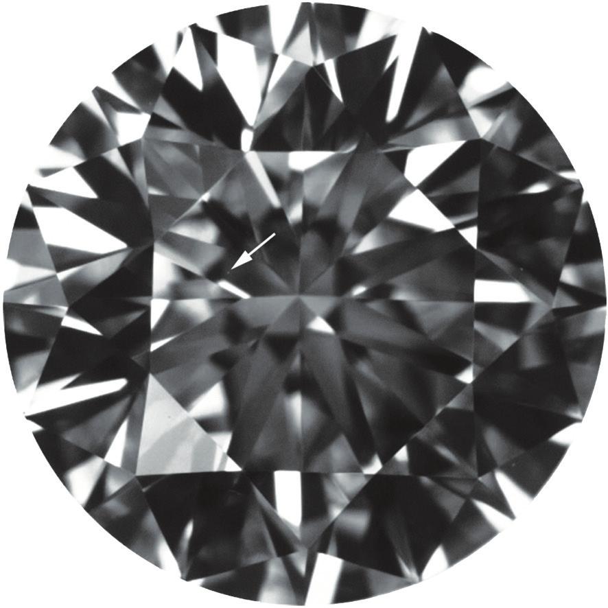 a b Key to Symbols Pinpoint c Figure 15: (a) This 155 ct VVS 2 -graded diamond (746 742 458 mm) provides an example where multiple VVS 1 -size pinpoints result in a one-grade-lower clarity of