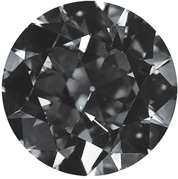 Figure 9: An identical VS 2 -size crystal inclusion is shown in these diamond images that have been rescaled to the equivalent of 1 /3, 1 and 6 ct The inclusion has similar noticeability in all three