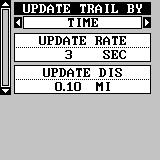 plot trail in a specific memory location, choose SAVE TRAIL from the TRAIL OPTIONS menu. A new screen appears. Highlight the desired number that you wish to save the current trail under, (i.e. Trail 1 or Trail 2) and press the right arrow key.