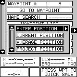 In the example screen shown below, the cursor is placed at the desired location. Pressing the WPT key twice causes waypoint number 6 to be placed at the cursor s crosshairs.