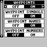 Now highlight the DELETE ALL WPTS label and press the right arrow key. The unit removes all waypoints from memory. Note: This also removes all routes from memory.