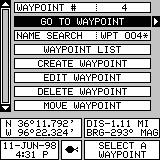 Waypoint Information To see details about the highlighted waypoint, select the waypoint from the list of waypoints on the route screen, then press the right arrow key. Now select WAYPOINT INFO.