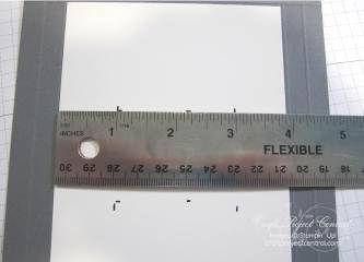 Step 15 With a ruler, measure from the edge of the 3-7/8 side of the thin cardboard and use a pen to put a mark at 2, 2-3/4, and at 3-1/2.