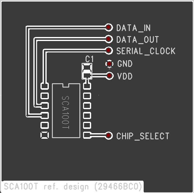 3 Application Information 3.1 Recommended Circuit Diagrams and Printed Circuit Board Layouts The SCA100T should be powered from a well regulated 5 V DC power supply.