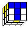 to place a blue and yellow cube in its proper place in the middle-layer, and the yellow color is the color that can be placed on the front-face, then align the yellow and blue cube so that the yellow