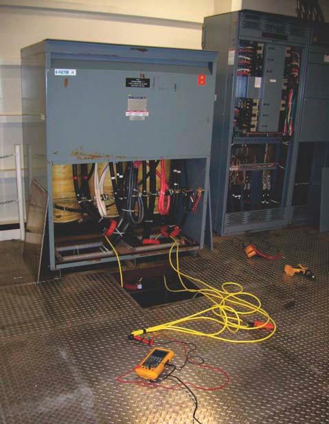 A total of four similar transformers provide slot power (SP panels) and lighting power (LP panels) across the ship.