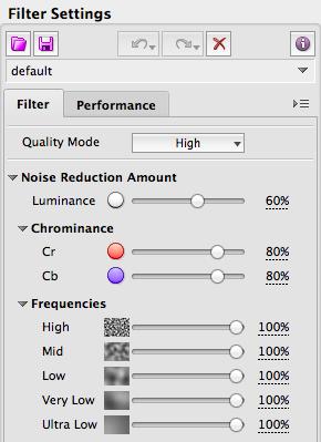 Noise Reduction Amount 1 Noise reduction amounts are the most frequently adjusted settings of the noise filter.