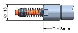 You can choose from a cable with a straight connector or with an angular connector. The connector is protected from accidental removal by a threaded fitting (M12). The cable lengths are 2/ 5/ 10 m.