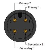primary 2 green (6): secondary 2 yellow (9): primary 1 brown (8): secondary 1 CABLE ELECTRONICS KAB