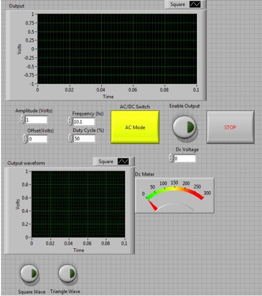 Figure 19: GUI of the LabView program that controls the MEMS driver. 5.3 PSD Calibration The PSD used in this project tracks position by changing voltage where photons hit its surface.