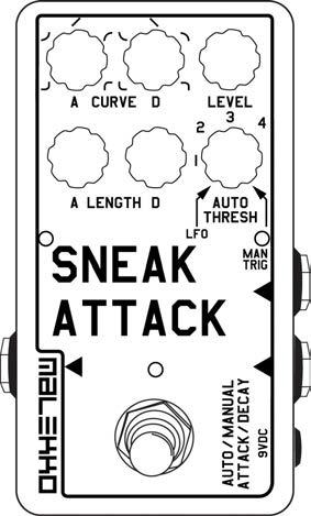 Sneak Attack is a digitally controlled analog VCA pedal that can also be manually triggered or used in a tremolo mode.