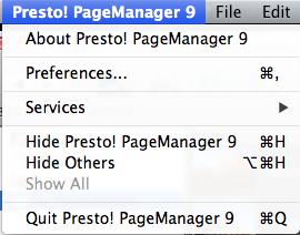 Bara de meniu Bara de meniu furnizează opţiunile de meniu Presto! PageManager, File (Fişier), Edit (Editare), View (Vizualizare), Tool (Instrumente) şi Help (Ajutor).