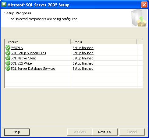 15. Aşteptaţi până la sfârşitul instalării Serverului SQL, apoi apăsaţi Next (etapa