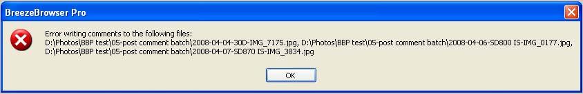 Select an image that contains no pre-existing EXIF User Comment/Description field and no pre-existing IPTC description c. Use the Edit Comments dialog box d. Click the Apply button e.