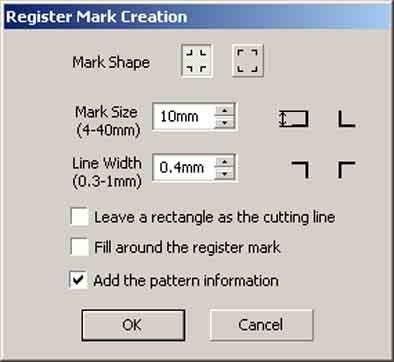 3-1. Making Register Mark with CG series 1 Point the position to create a register mark. Enclose the object with the rectangle tool. 2 Click Register Mark Creation button in the FineCut Command Bars.