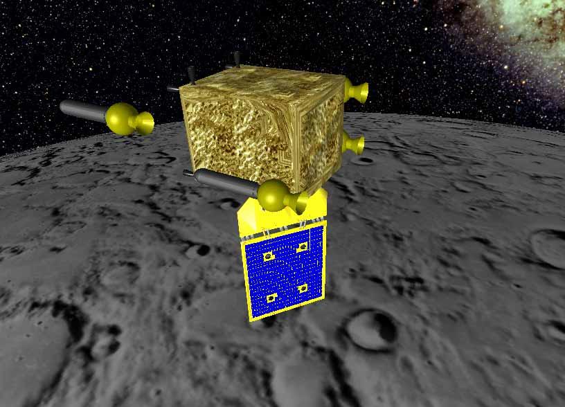 Candidate Lunar Mission : MoonLITE One of four Penetrators each with own braking rocket Orbiter based on existing small satellite design Relays data to back Earth A small