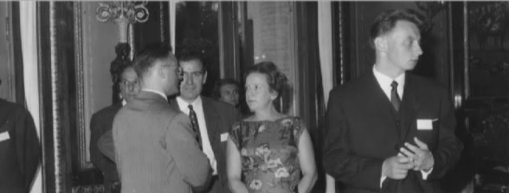 Figure 2 - François Grémy between Jean Claude Pagès and his wife Françoise Grémy at the fourth congress of cybernetic medicine in Nice (September 19-22, 1966) In 1967 he established within the
