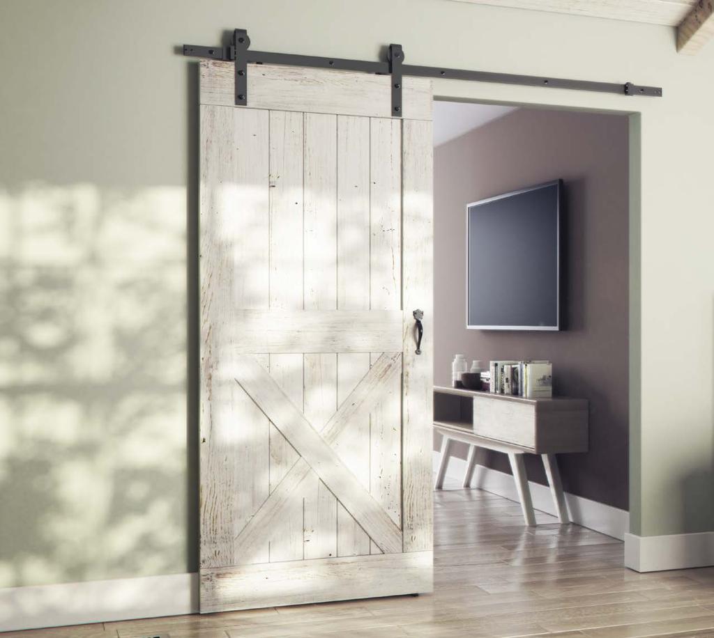Open Bar Rail Wood Brio s new flat bar system for their Open Rail Range offers a barn door solution for panels up to 80kg (175lbs) in weight and 1.25m (49 1 4") in width.