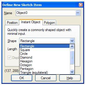 Simply select the shape, enter a couple of dimension length, and let sketch do the rest.