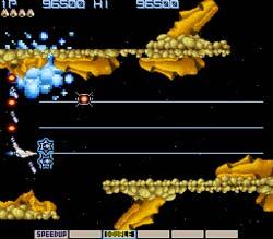 Gradius (1985) With Gradius, shmups genre stabilizes Scrolling over landscape In Gradius, side-scrolling Multiple distinct space-themed levels Power-up system Vulgus (Capcom, 1984) brings powerups to