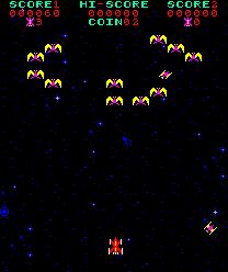 (level 5) Galaga (1981) Scoring system awards one value for ships in formation, and a higher value