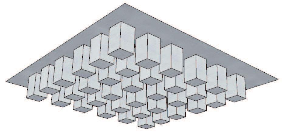 lines and substrate, and the latter is done also with real pins without foam and with foam in the air gap. Fig. 15. Sketch of a bed of nails with pins dimensions used for the array antenna.