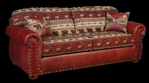 Ottoman: 27 W x23 Dx18 H Leather Shown: Prima Auburn with Frontier Horizon Fabric