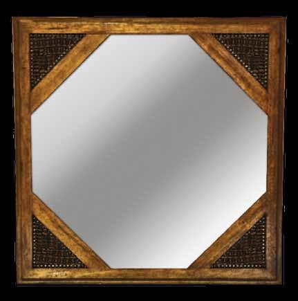 25 D Square Frame/Croc Accent Octagonal Mirror COW085260 24 W x 36