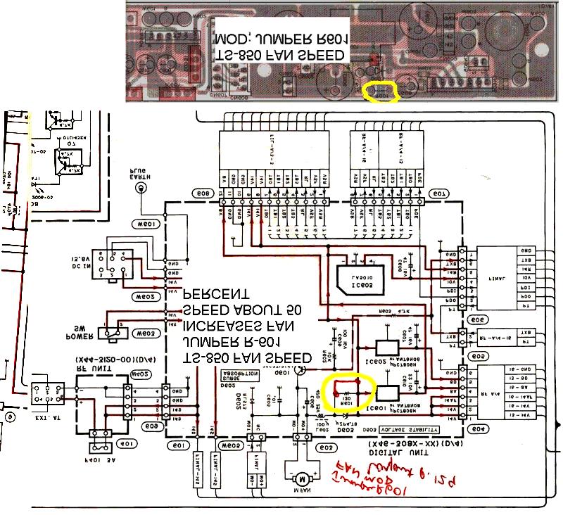 Seite 34 von 35 Carefuy unpug the ribbon connector at the back of the board, then the two-conductor pug at forget to remove the two cips hoding the tabs of the reguator chips to the casting.