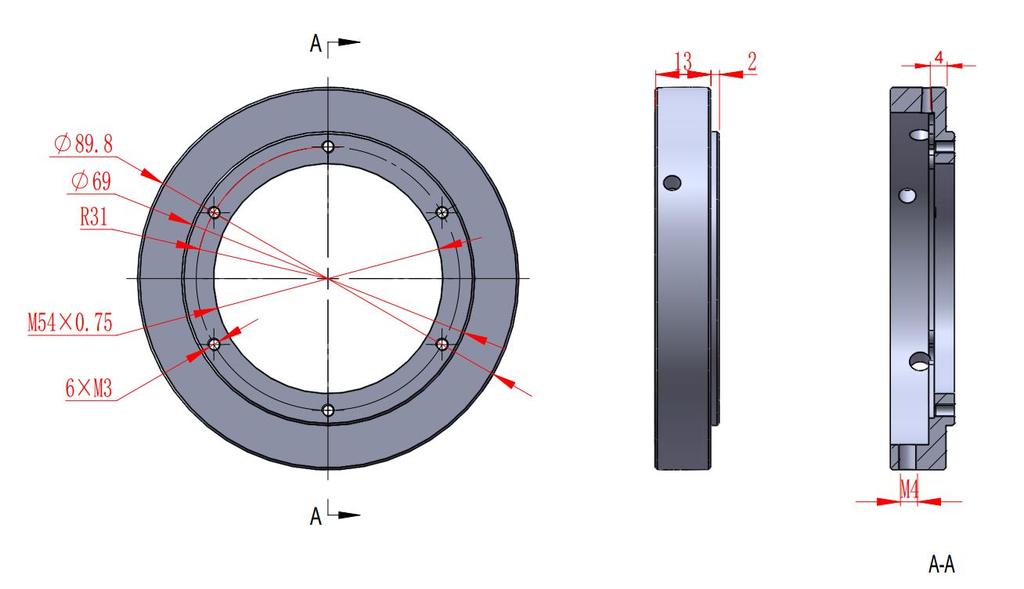 Drawing of angle adjustment adapter ring