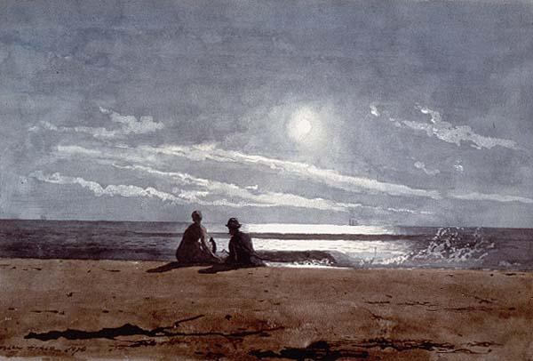 Moonlight (On the Beach, East Hampton, Long Island) (1874) Lifting is a technique used when the paint on the paper is still wet. You can use a tissue to lift the paint off creating a lighter area.