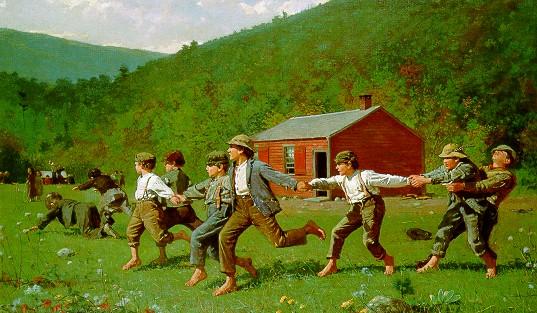 WINSLOW HOMER 1836-1910 Snap the Whip, 1872 Oil on canvas, 22 x 36 This is one of Winslow Homer s most famous paintings.