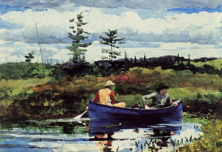 The Blue Boat 1892 Dry Brush is a watercolor technique in which very little water is used.